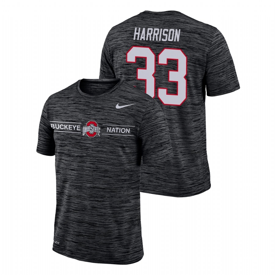 Ohio State Buckeyes Men's NCAA Zach Harrison #33 Black GFX Velocity Sideline Legend Performance College Basketball T-Shirt JYI2749GT